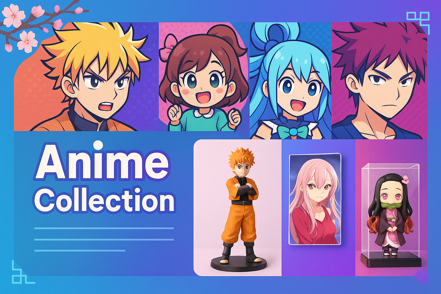 create a image for slide showin the website which tells about the anime collection
