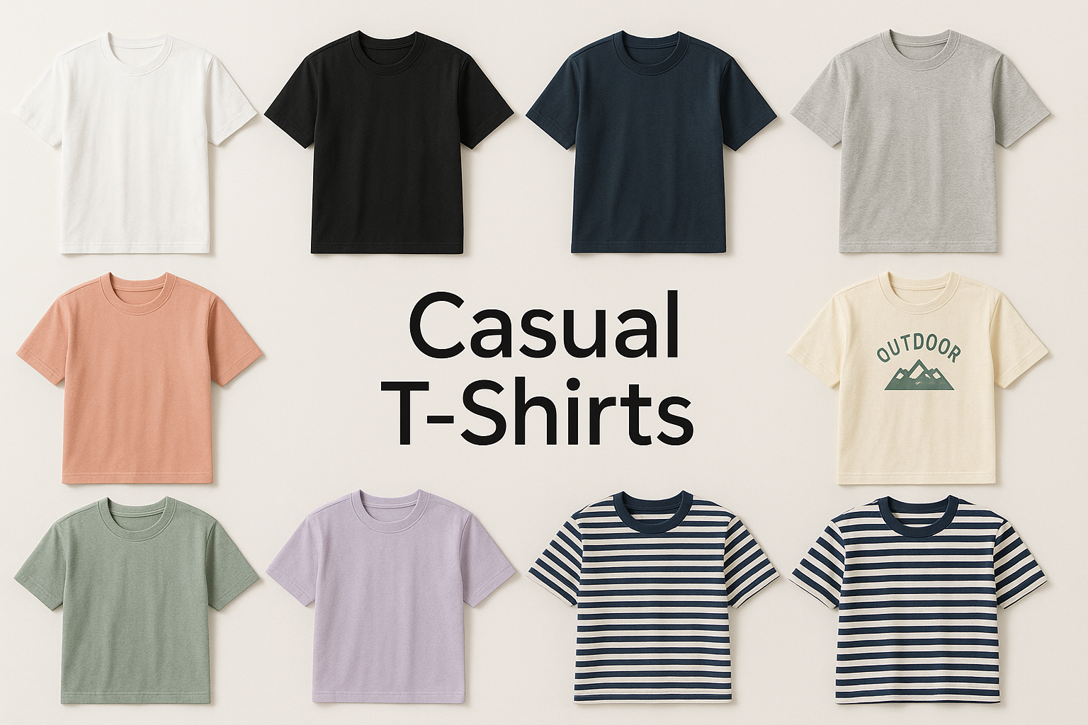 create an image for slide having casual t shirt section 